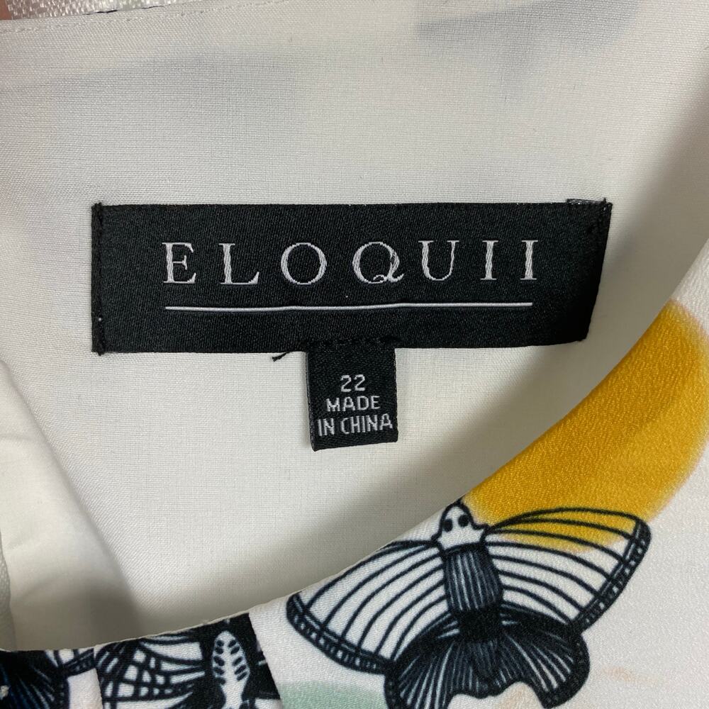 Eloquii White Dot Butterfly Print Flutter Sleeve … - image 6